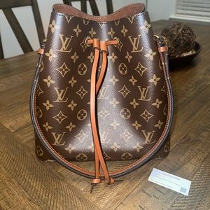 Louis Vuitton Brown Monogram Canvas Bucket Bag with Tan Trim